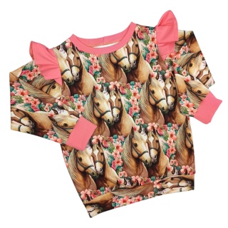 Bluza Koniki w Kwiatach z falbankami na ramionach