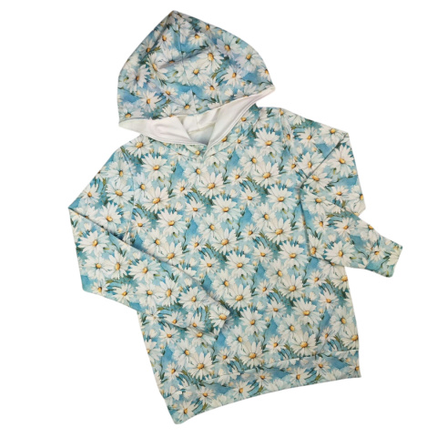 Bluza damska z kapturem Błękitne Stokrotki Bluza damska z kapturem Błękitne Stokrotki