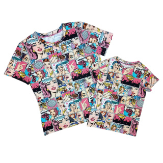 Zestaw T-shirt damski & dziecięcy Komiks