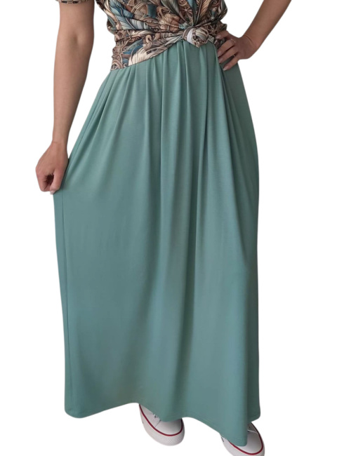 Zestaw Boho Piórka ze Spódnicą Maxi Brudna Mięta